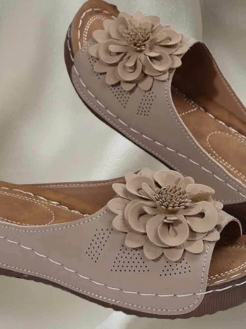 Women's Wedge Sandals w/Flower Summer Dressy or casual Open Toe 8W